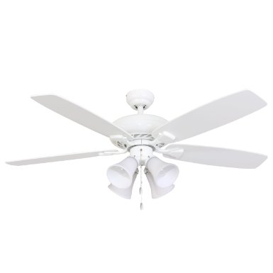 Calcutta 50096 52-Inch Rialto 4-Light White Ceiling Fan, White and Maple Fan Blades 